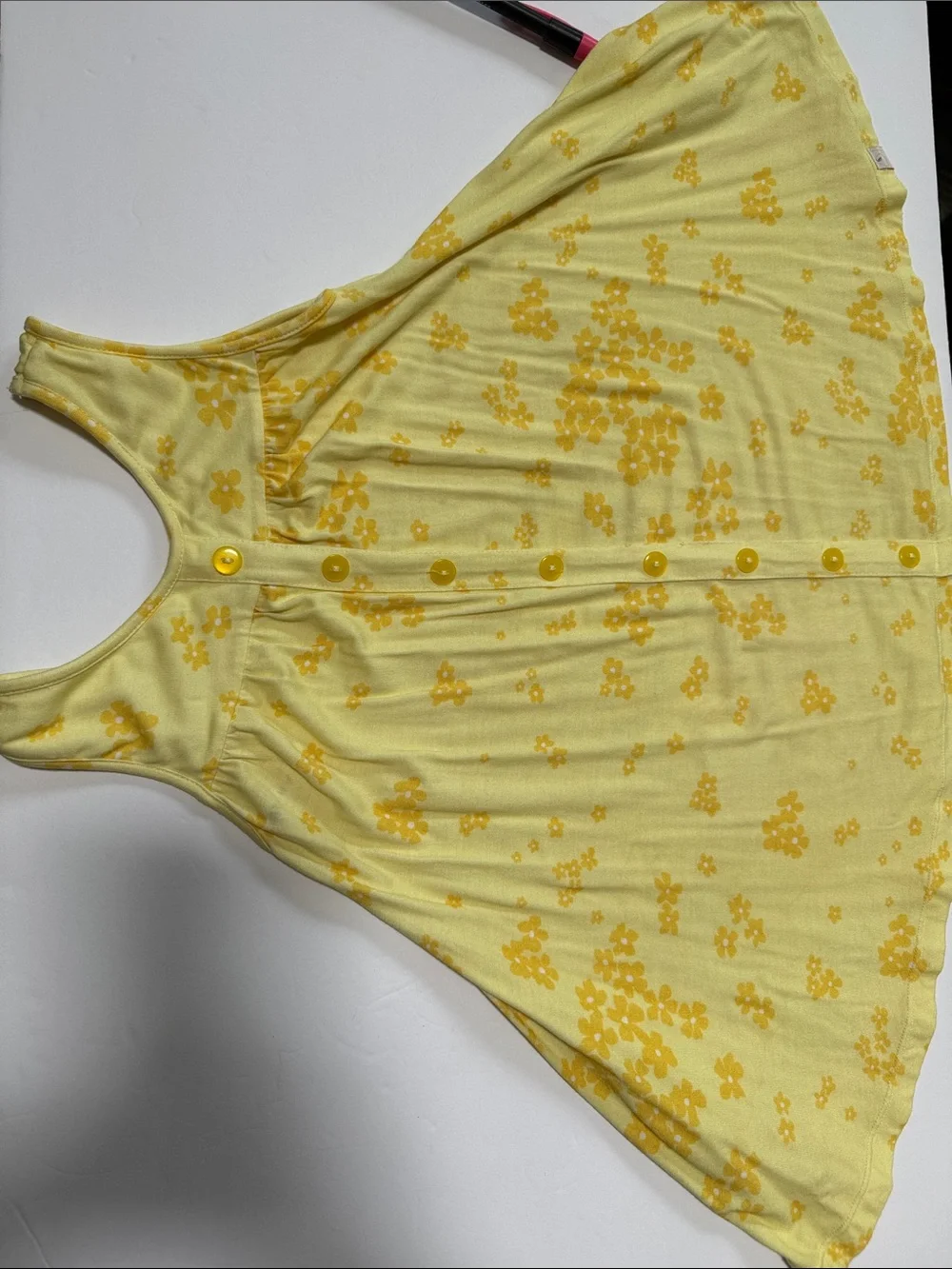 OMI JO 4T Pockets Yellow Floral Faux Button Detail A Line Tank Dress Girls WDW